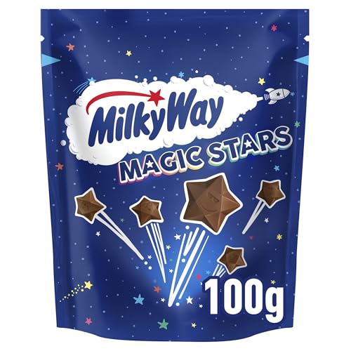 Milky Way Magic Stars Chocolate Pouch 100g Light Aerated Milk Chocolate Bites Chocolate Perfect for Baking Decorations Roadtrips Personal Snacks & Hamper Fillers