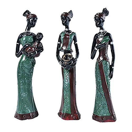 Statue africaine tribale en lot de 3, figurine femme décoration maison et bureau