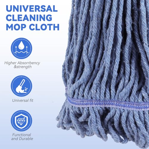 Image of Commercial Heavy Duty Mop Heads Replacement: 1 Pack Industrial Wet Mop Head for Floor Cleaning - Commercial Products Looped End String Head Refills