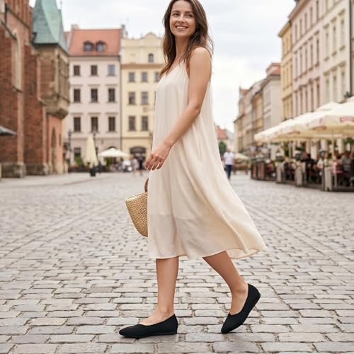 Image of Buyrew Women's Ballet Flats Pointed Toe Dress Shoes Mesh Slip On Loafers with Arch Support for Office and Casual