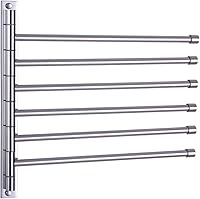 Vista 11 de GERZWY - Toallero de baño con brazo giratorio montado en la pared, con 6 brazos, organizador para toallas, acero inoxidable SUS 304, acabado negro