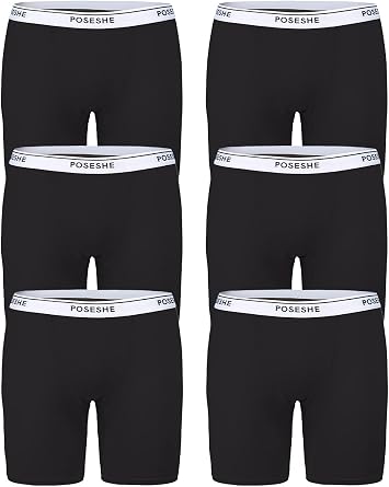 POSESHE Womens Boxer Briefs 6" Inseam, Ultra-soft MicroModal Boyshorts Underwear,6 Pack, S-5xl