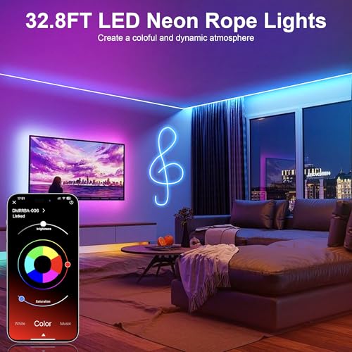 Nexillumi 32.8Ft Neon Led Rope Lights Ip67 Waterproof Led Lights For Bedroom Flexible Led Light Strip With Remote And App Control Rgb Lighting Strip For Indoors Outdoors Bedroom Room Home Decor thumb #1