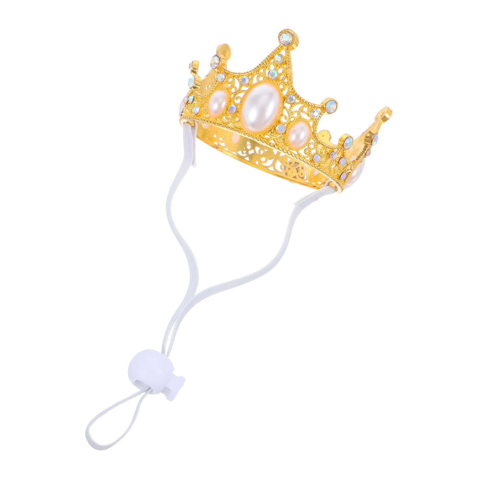 Toddmomy Pet Birthday Party Crown: with Adjustable Strap Small Dog Crown Hat Headdress for Birthday Party Weddings and Festive Events Golden