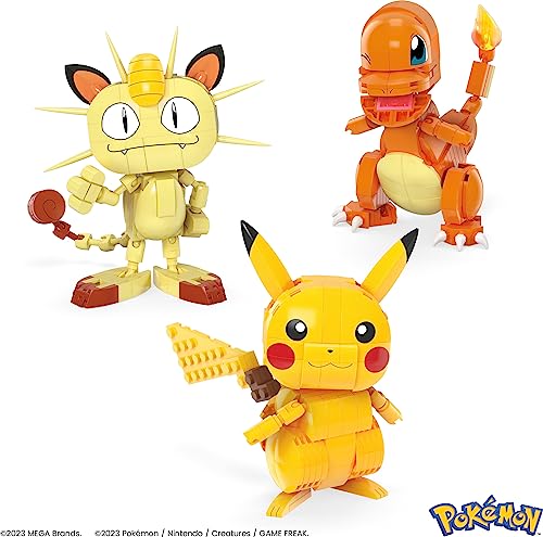 MEGA Pokémon Building Toys Set Kanto Region Trio with 529 Pieces and 3 Poseable Characters, 4 Inches Tall, for Kids