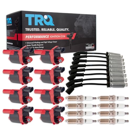 TRQ Ignition Coil & Spark Plug Kit 17 Piece Iridium Plugs Compatible with 2014-2021 Cadillac Escalade Chevrolet Camaro Corvette Suburban Tahoe Yukon Silverado GMC Sierra 1500 2500 3500 HD