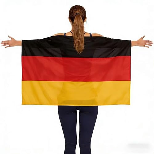 Fuovt Germany Flag Wearable Cape with Sleeves - Lightweight Polyester German Flag Poncho for 2026 International Soccer Tournaments, Game Day, Sports Events, and Patriotic Celebrations