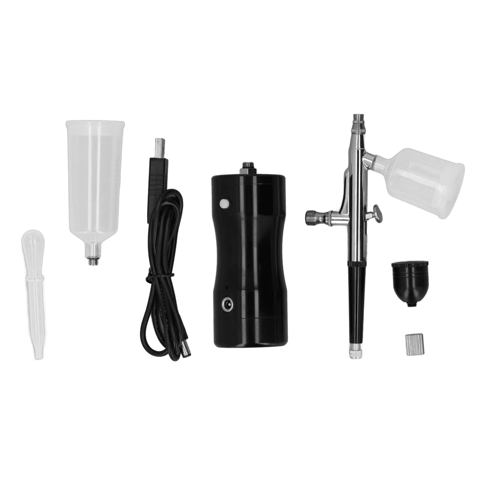 Kit de Aerógrafo, Cepillo de Aire de Pintura Recargable por USB de 27 PSI, Compresor de Aerógrafo Inalámbrico Portátil con 3 Vasos de Pintura para Maquillaje de Bricolaje
