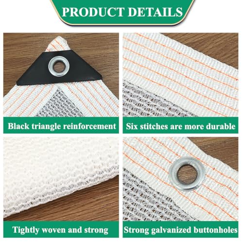 Filet d'ombrage blanc 7x9m avec oeillets pour protection solaire de jardin - 4
