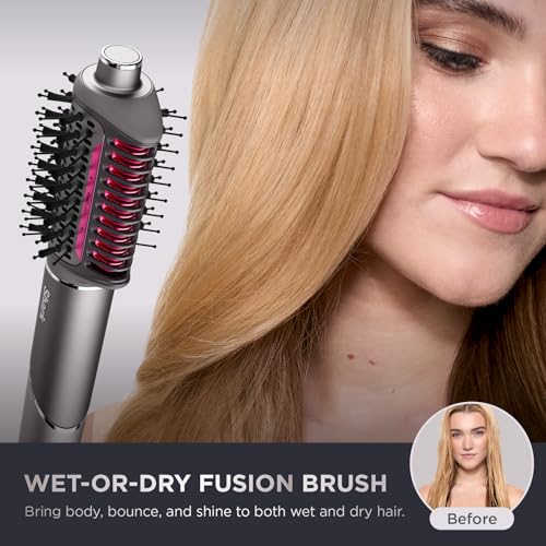 Shark FlexFusion Hair Straightener & Powerful Hair Dryer with Fusion Hair Brush, Ceramic Air Styler with Auto-Wrap Hair Curlers, Concentrator, & FrizzFighter, Ceramic Plates, Metallic Mist, HD651S image 3