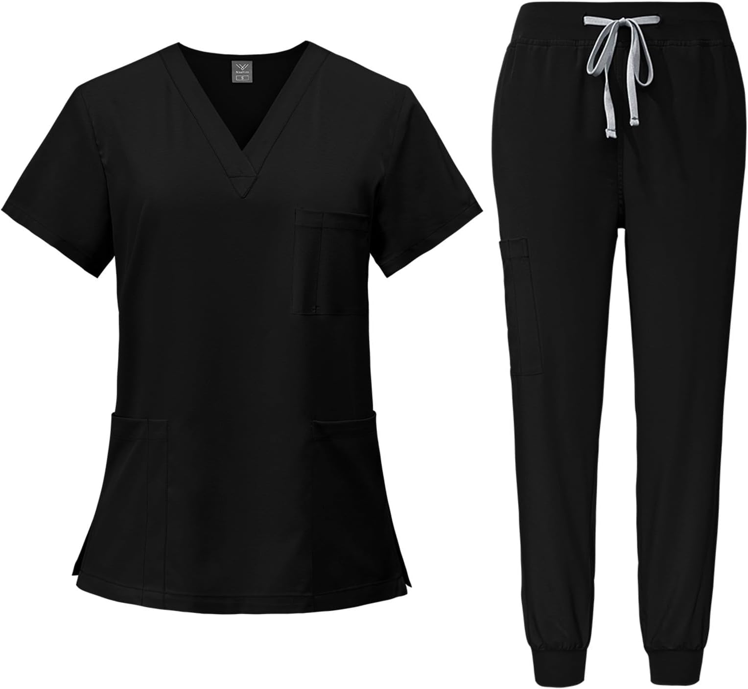 Scrubs Uniforms Women Set, Female Medical Uniforms & Scrubs Durable Short Sleeve V Neck Tunic Top and Pants with Pockets, Beauty Tunics for Women UK Nursing Workwear Suits for Beauty Center