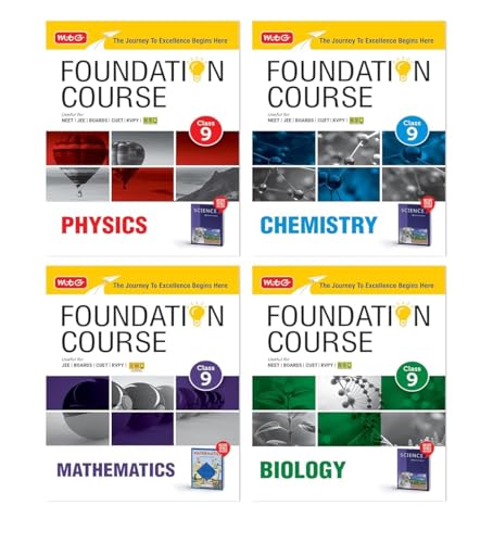 Image of (Old Edition)MTG Foundation Course Class 9 Physics, Chemistry, Mathematics & Biology (Set of 4 Books)