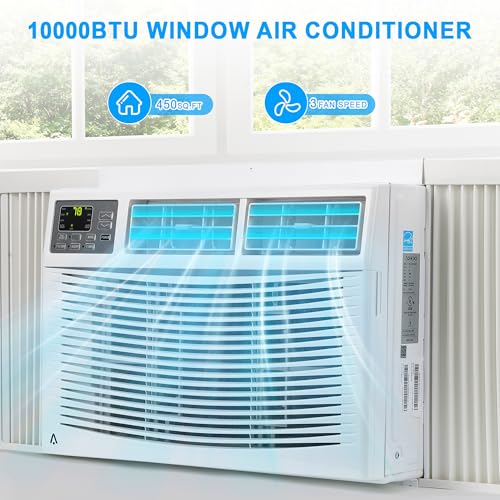 Image of 10000 BTU Smart Window Air Conditioner for Rooms up to 450 Sq. Ft., Quiet WiFi AC Unit, 3-in-1 Cooling, Dehumidifier & Fan, Easy Install
