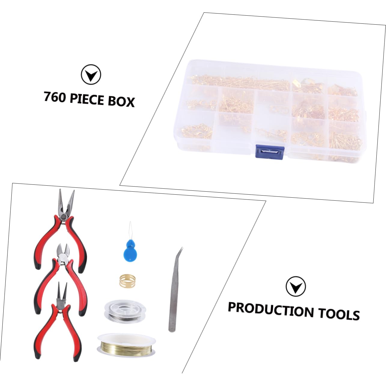 AKOOSY Kit Accessori Bigiotteria Fai da Te 768 Pezzi in Metallo Oro