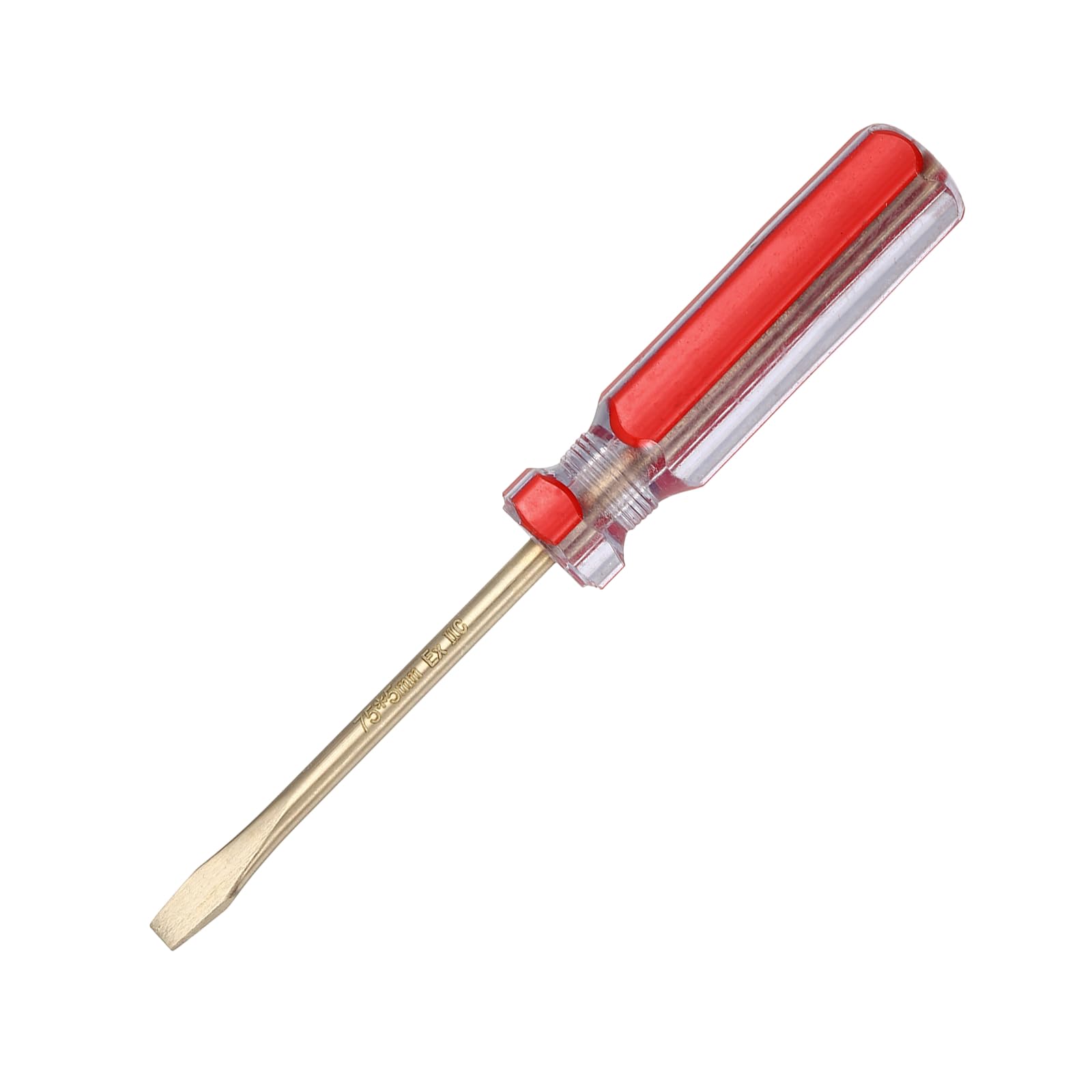 sourcing map Non-Sparking Screwdriver SL5 5x75mm Tip Aluminum Bronze Flat Head Strike Cap Slotted Screwdriver Non-Magnetic for Appliances Repair Improvement, Transparent Red