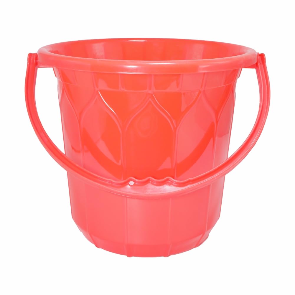 Simply Home Multipurpose 5 Liter Plastic Bucket with Handle |for Household Cleaning, Water Storage, Gardening, Bathroom, Kitchen, Outdoor Use | Lightweight, Sturdy, and Durable| 1 Pc | Red Color