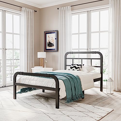 Artimorany Twin Bed Frames With Headboard And Footboard, 14 Inch Heavy Duty, Twin Size Bed Frame Mattress Foundation, Noise Free, No Box Spring Needed, Easy Assembly, Black #TOP2