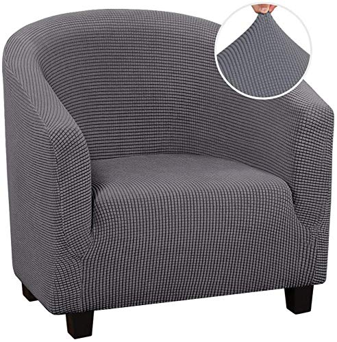 Sxspace Jacquard Grey Tub Chair Covers For Armchairs, Armchair Covers Stretch Tub Chair Cover Removable Washable Sofa Couch Cover For Bar Counter Living Room Reception (Jacquard Grey)