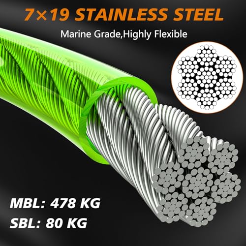 image for XiaZ 50FT Tie Out Cable for Dogs, Dog Leads for Yard Chew Proof, Heavy