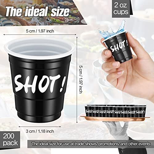 200 Pieces Disposable Shot Glasses 2 Oz Shot Cups Plastic Party Favor Cups For Birthday Bachelorette Holiday Party Drinking Serving Snacks Samples Condiments And Tastings (Black) #TOP1
