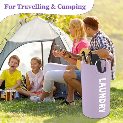 Image of 2Pack 95L Purple Collapsible Laundry Basket for Students, Large Laundry Hamper with Handles, Portable Dirty Clothes Hamper, 600D Oxford Fabric Storgae Basket for Bathroom, Dorm