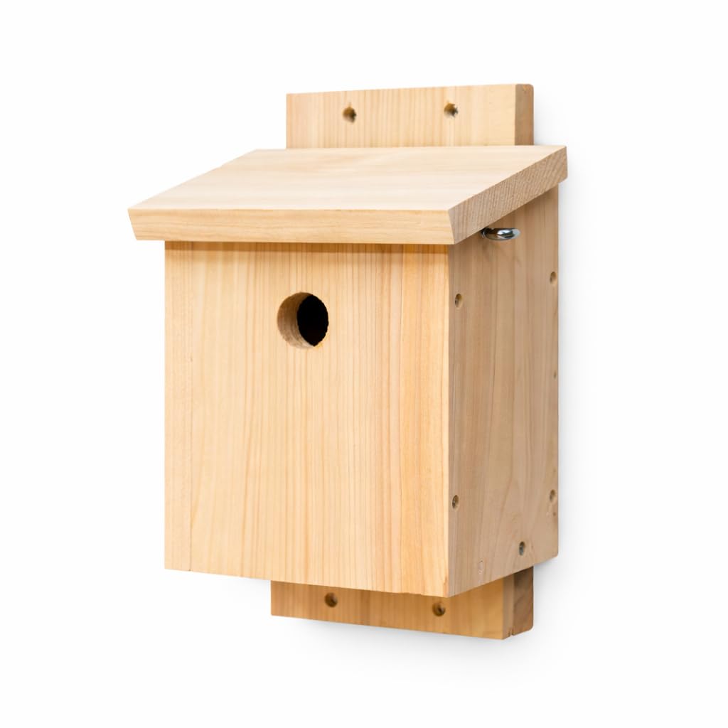 JM Bower Wooden Bird Nest Box – Grown in Britain Certified Western Red Cedar Bird Box for Garden, British Made Outdoor Nesting Box for Wild Birds, Natural Timber Nest Box (Standard Finish)