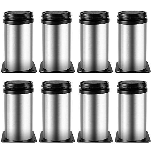 La Mejor Selección de Donde comprar patas para cama los mejores 10. 33 ZOENHOU - Paquete de 8 patas ajustables para muebles, patas de mesa de metal de acero inoxidable, patas redondas de cocina, patas de gabinete de soporte para clóset, sofá, cama,...