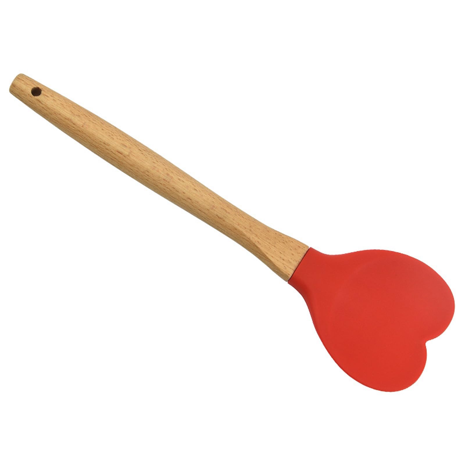Kalttoy Red Multipurpose Heart Shape Silicone Kitchen Spatula With Wood Handle For Easy Stirring Folding Scraping And Serving Nonstick Spoon