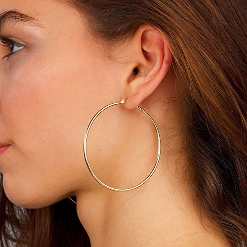 Sparkly Gold Hoop Earrings with Crystals - Cubic Zirconia, Thin Rhinestones for Women by OOOPEL - Image 6