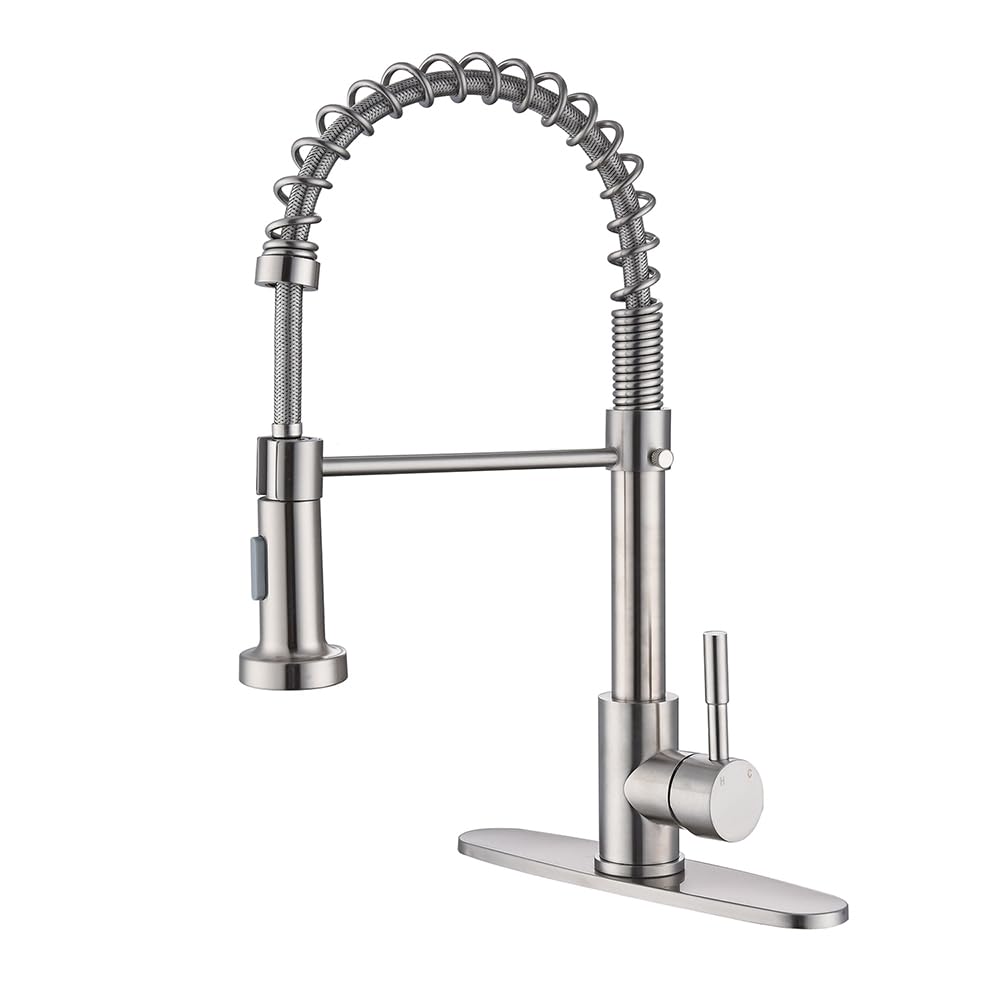 BZOOSIU Pull Down Sprayer Kitchen Faucet, Solid Brass