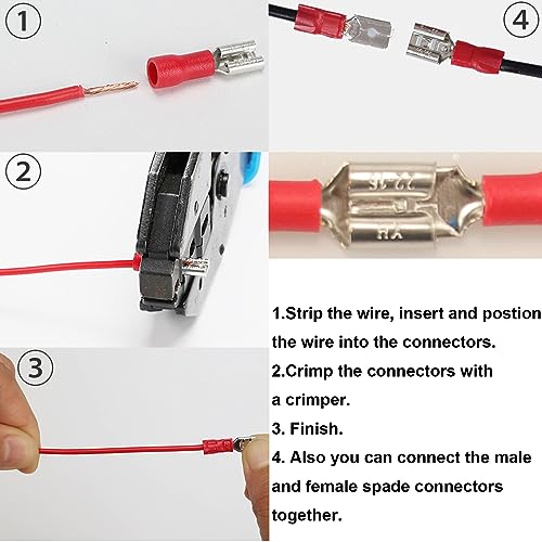Image of 300pcs 18 Types Crimp Connectors, Ring Spade Fork Butt Wire Connectors Kit, 6.3mm Male and Female Spade Connector kit, Quick Disconnect Crimp Terminals Electrical Connectors, Electrical Terminals