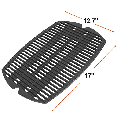 Image of DELSbbq 7582 Cast Iron Grill Grate and 60040 Grill Burner for Weber Q100 Q120 Q1000 Q1200 Baby Q 386001 386002 516002 516001 50060001 5106000 Grills, Replacement Parts for 7644, 60040