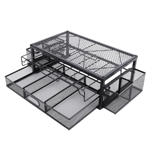 Cajón de cápsulas de café de 2 niveles para almacenamiento deslizante para encimera de cocina, oficina en casa, ahorra espacio, soporte para cápsulas Nespresso, dispensador de cápsulas de café