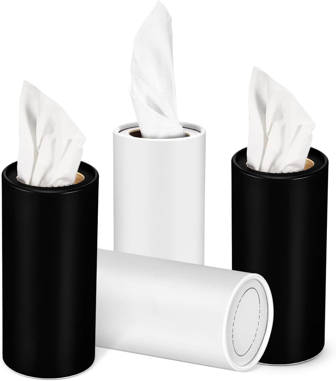 GLEAVI Car Tissue Holder - Round Paperboard Cylinder Tissue Box for Vehicle Cup Holder Space-Saving Travel Container with Easy Refill Car Interior Accessory for Spill and Sneeze Clean-up