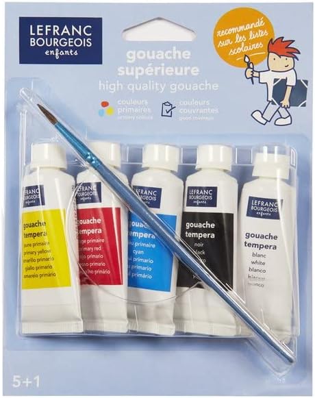 Lefranc & Bourgeois Gouache Tubes of Paint Set, Multi-Colour, Multicoloured, Gouache Set - 10 Farben Primärfarben