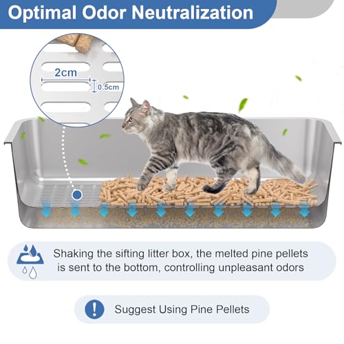 Caja de arena de acero inoxidable con tapa para gatos pequeños 4