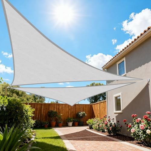 Artpuch 20'X20'X20' Custom Curved Sun Shade Sail Triangle UV Block Mesh 185 GSM Commercial Sliver...