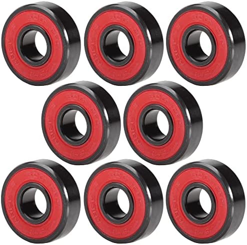 608RS Bearing, 8x22x7mm ABEC-9 Red Sealed with Grease Ball Bearings, High Speed 608-2RS for Skateboard (Pick of 8 Pcs)
