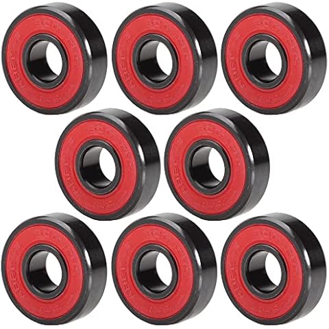 608RS Bearing, 8x22x7mm ABEC-9 Red Sealed with Grease Ball Bearings, High Speed 608-2RS for Skateboard (Pick of 8 Pcs) Cover