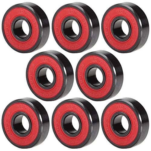608RS Bearing, 8x22x7mm ABEC-9 Red Sealed with Grease Ball Bearings, High Speed 608-2RS for Skateboard (Pick of 8 Pcs)