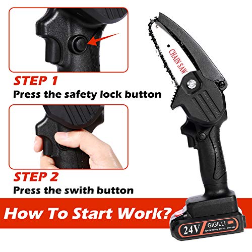 Image of Gigilli Mini Chainsaw With 2 Batteries 2 Chain, 4-Inch Cordless Mini Chainsaw Battery Powered Portable, Father Gifts Handheld Small Electric Chainsaw for Branch Pruning Tree Trimming Wood Cutting