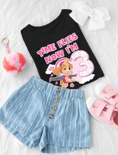 Image of Tstars Skye Birthday Girl 3 Gifts for Three Years Old Bday Paw Patrol Theme Party Toddler Kids Girls Fitted T-Shirt A51144d