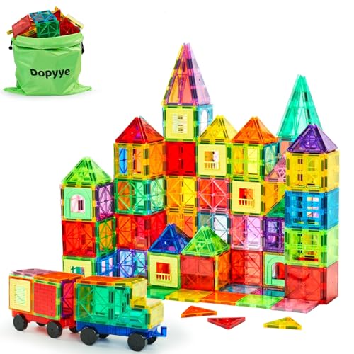 Dopyye 132-Piece Magnetic Tiles with 2 Cars