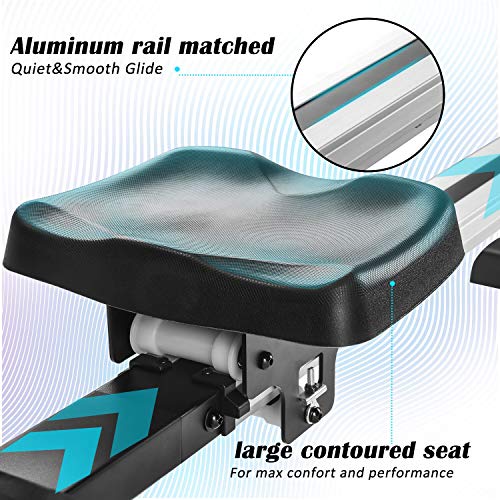 Merax Rowing Machine Indoor Home Rower Magnetic Rowing Machine with Magnetic Tension System, LED Monitor and 8-Level Resistance Adjustment Fitness Equipment for Home Gym Exercise, Golden Black