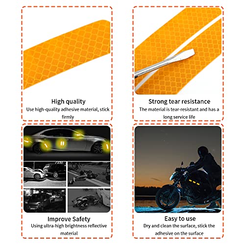 YOUYIKE 20 Pièces Orange Sticker reflechissant Casque Velo, Bande réfléchissante Autocollant de vélo Haute visibilité et sécurité de vélo de Nuit, pour Trottinette Poussette Voiture - Image 5