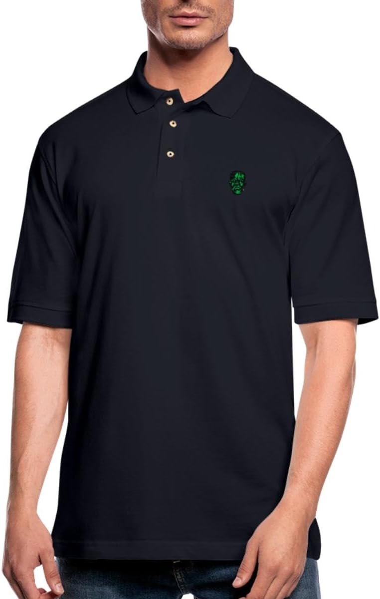 Spreadshirt Universal Monsters Frankenstein Embroidery Design Men's Pique Polo Shirt
