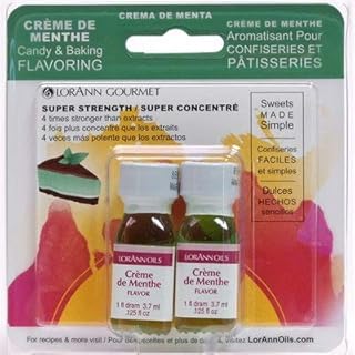 LorAnn Crème de Menthe SS, Natural Flavor, 1 dram bottle (.0125 fl oz - 3.7ml - 1 teaspoon) - Twin pack blistered