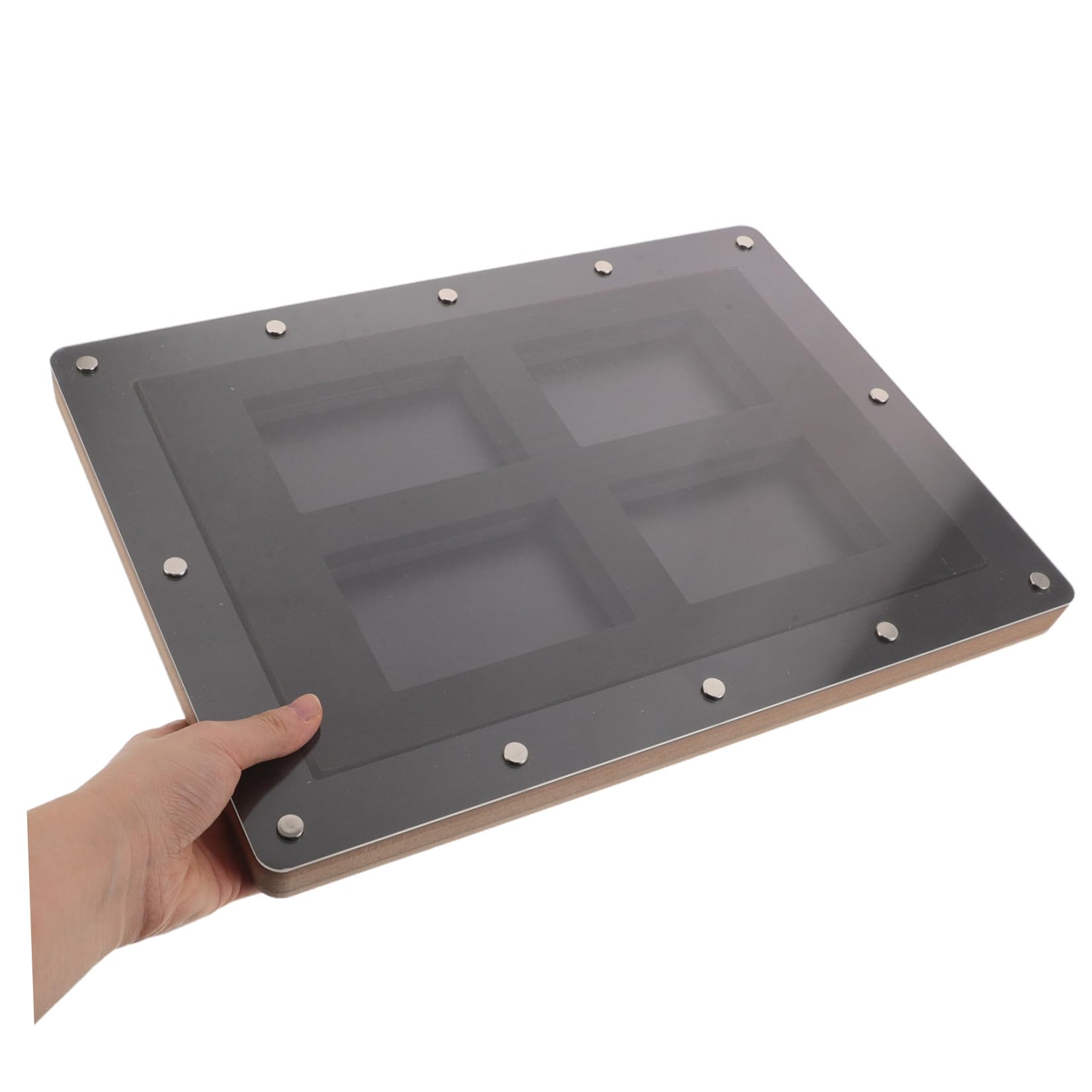 Espositore Carte da Parete 4 Slot Nero in Fibra per Carte Standard
