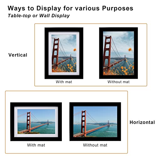 Kinlink 5X7 Picture Frames Black, Photo Frames With Real Glass For Picture 4X6 With Mat Or 5X7 Without Mat, Composite Wood Picture Frames For Table Top And Wall Mounting, Set Of 2 #TOP5