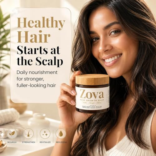 Image of Zova Hair Growth Balm with Batana, Castor, Argan & Rosemary Oil | 7 Oil Blend | Deep Scalp Nourishing & Moisturizing Hair Treatment | Supports Thicker, Stronger & Healthier Looking Hair | For Men & Women 100gm
